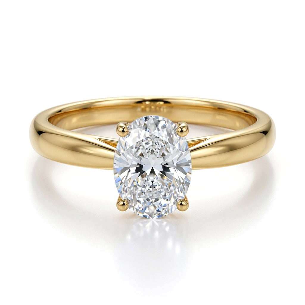 9ct Gold  Oval Lab Created Diamond Solitaire Travel Ring 1.00CT - LABJRN595