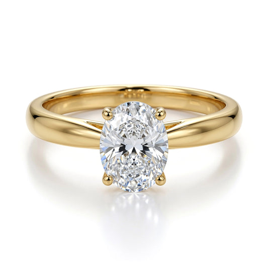 9ct Gold  Oval Lab Created Diamond Solitaire Travel Ring 1.00CT - LABJRN595