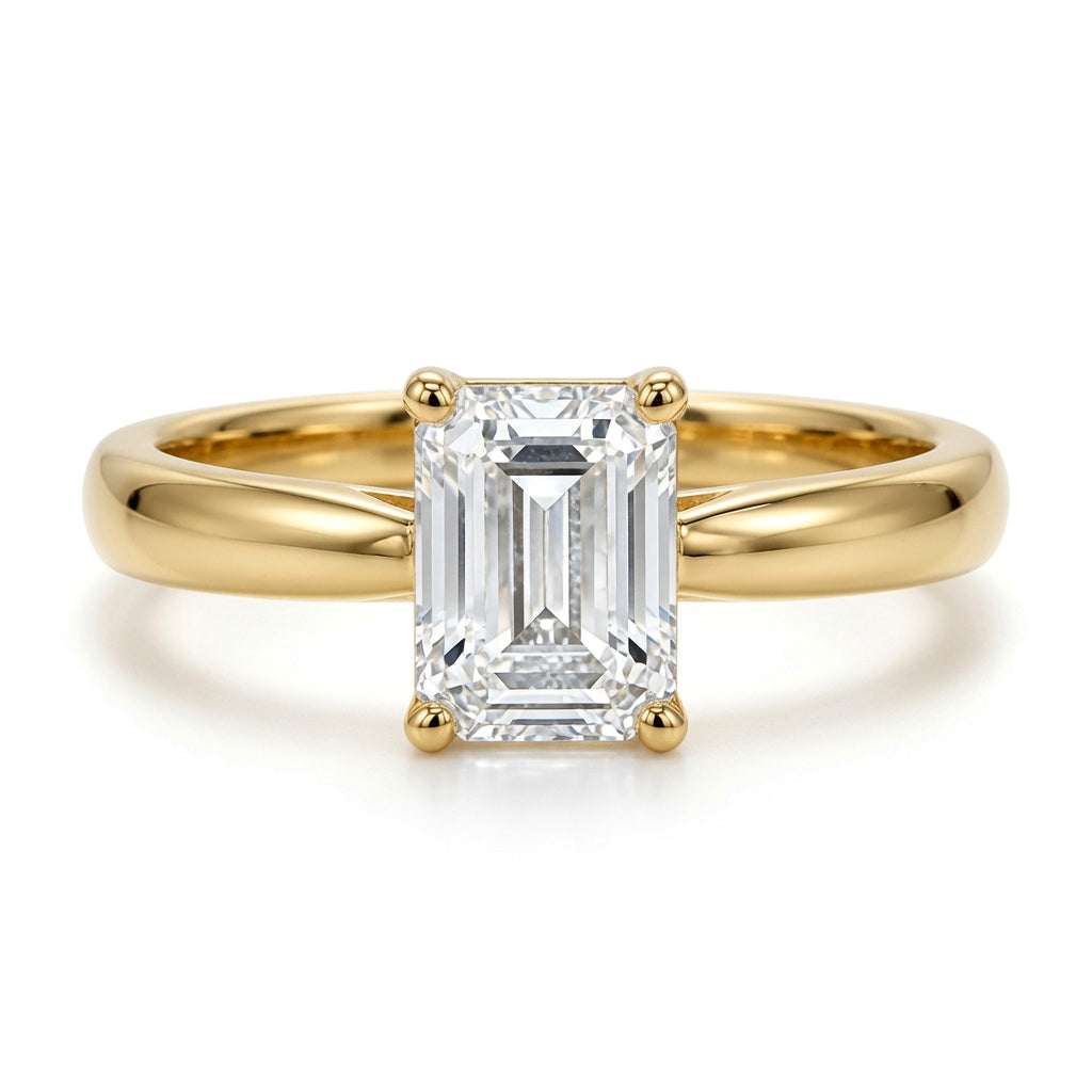 9ct Gold  Emerald Lab Created Diamond Solitaire Travel Ring 1.00CT - LABJRN597
