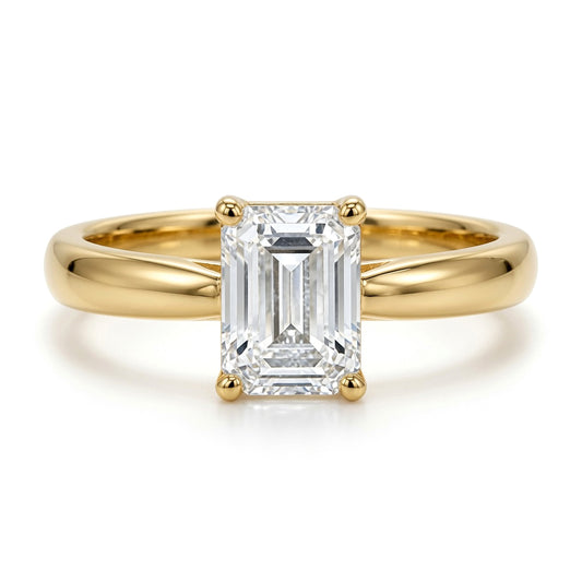 9ct Gold  Emerald Lab Created Diamond Solitaire Travel Ring 1.00CT - LABJRN597