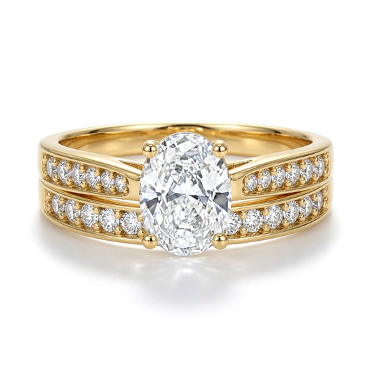 9ct Gold  Oval Lab Created Diamond Eternity Travel Bridal Rings - LABJRN599+609