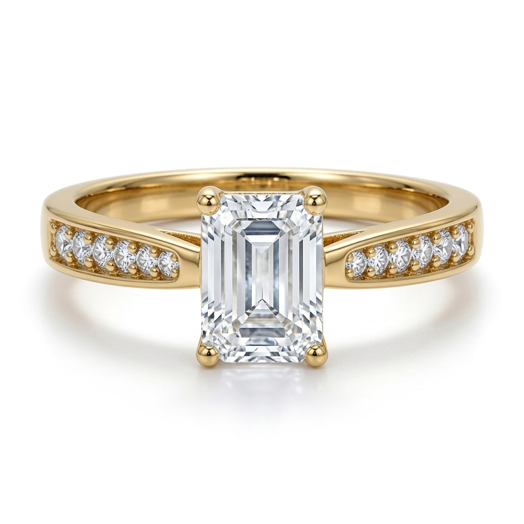 9ct Gold  Emerald Lab Created Diamond Travel Ring 1.00CT - LABJRN601