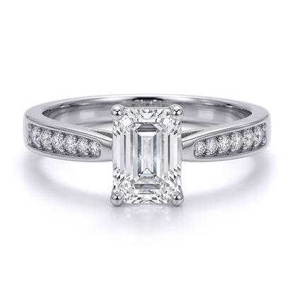 9ct White Gold  Emerald Lab Created Diamond Travel Ring 1.00CT - LABJRN602