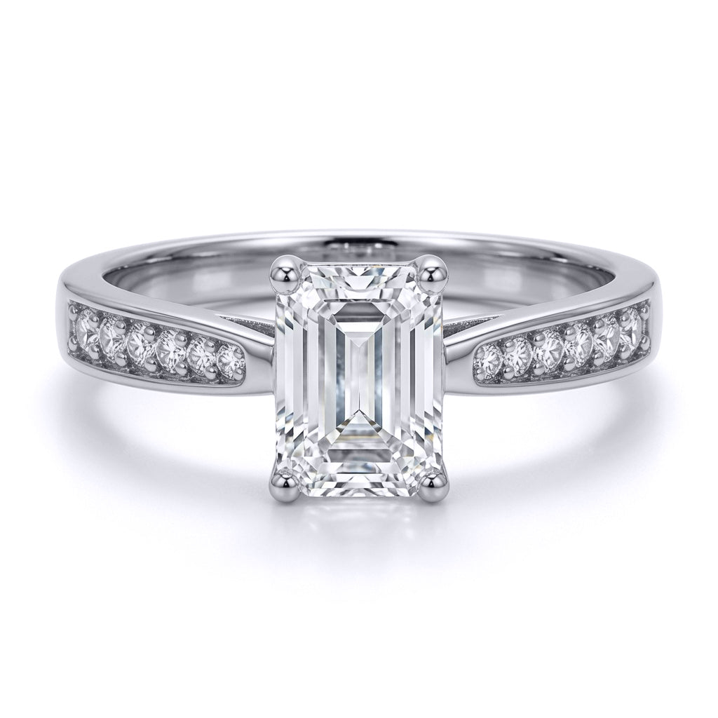 9ct White Gold  Emerald Lab Created Diamond Travel Ring 1.00CT - LABJRN602