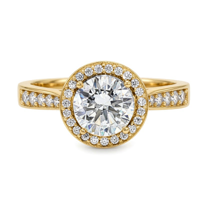 9ct Gold  Lab Created Diamond Halo Travel Proposal Ring 1.00CT - LABJRN603