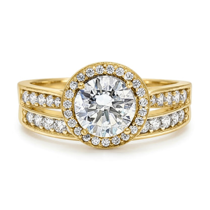 9ct Gold  Lab Created Diamond Halo Eternity Travel Bridal Rings - LABJRN603+609
