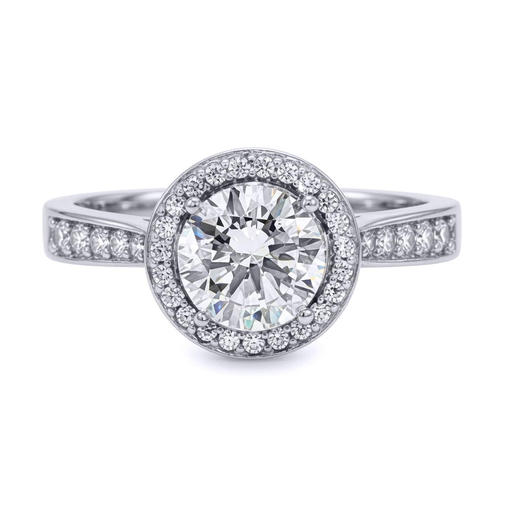 9ct White Gold  Lab Created Diamond Halo Travel Ring 1.00CT - LABJRN604