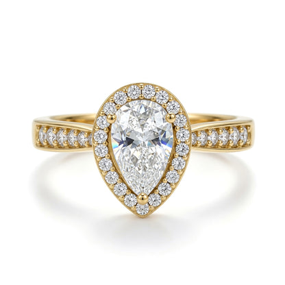 9ct Gold  Pear Lab Created Diamond Halo Travel Ring 1.00CT - LABJRN605
