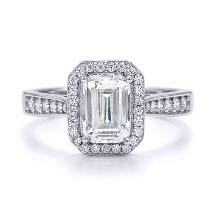 9ct White Gold  Emerald Lab Created Diamond Travel Ring 1.00CT - LABJRN608