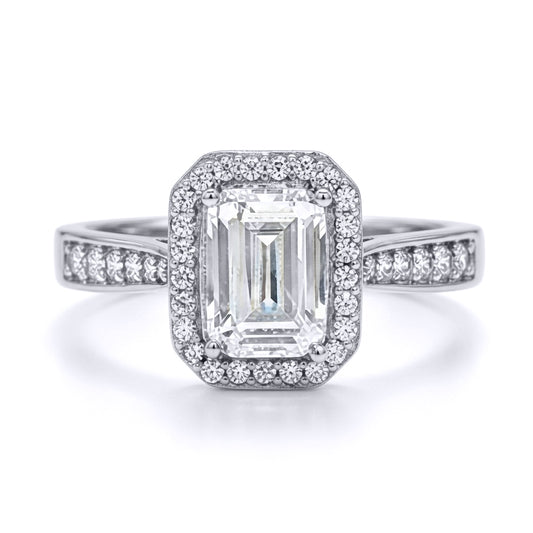 9ct White Gold  Emerald Lab Created Diamond Travel Ring 1.00CT - LABJRN608