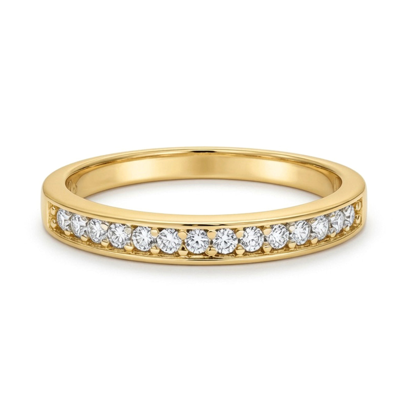 9ct Gold  Lab Created Diamond Half Eternity Bridal Travel Ring - LABJRN609