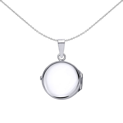 Silver  Round Floral Locket Necklace 18 inch - LK25