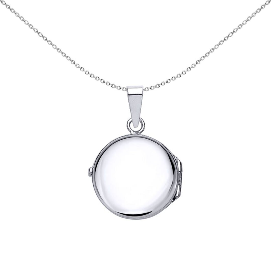 Silver  Round Floral Locket Necklace - LK25