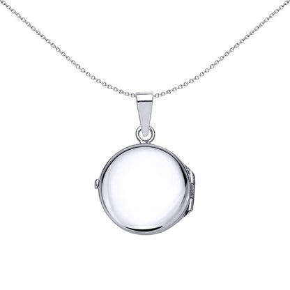 Silver  Round Floral Locket Necklace - LK25