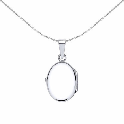 Silver  Oval Flowers Locket Necklace 18 inch - LK26
