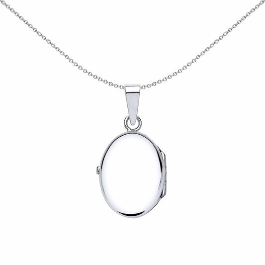 Silver  Oval Flowers Locket Necklace 18 inch - LK26