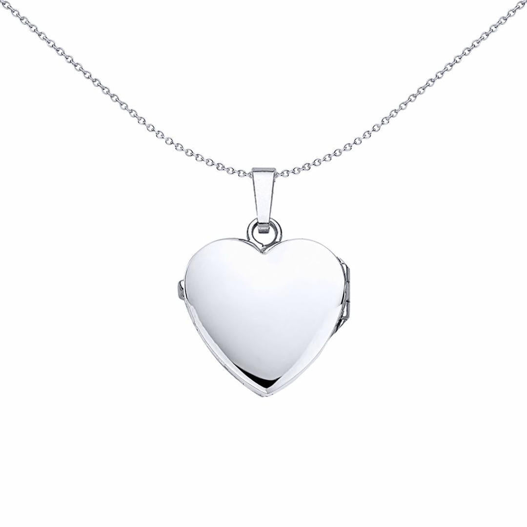 Silver  Heart Striped Locket Necklace 18 inch - LK27