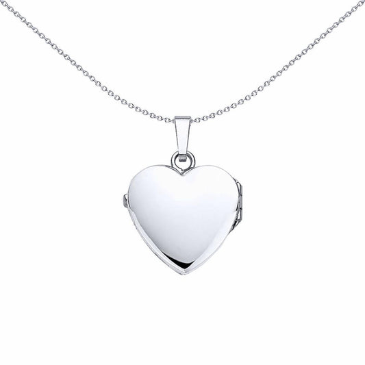 Silver  Heart Striped Locket Necklace 18 inch - LK27