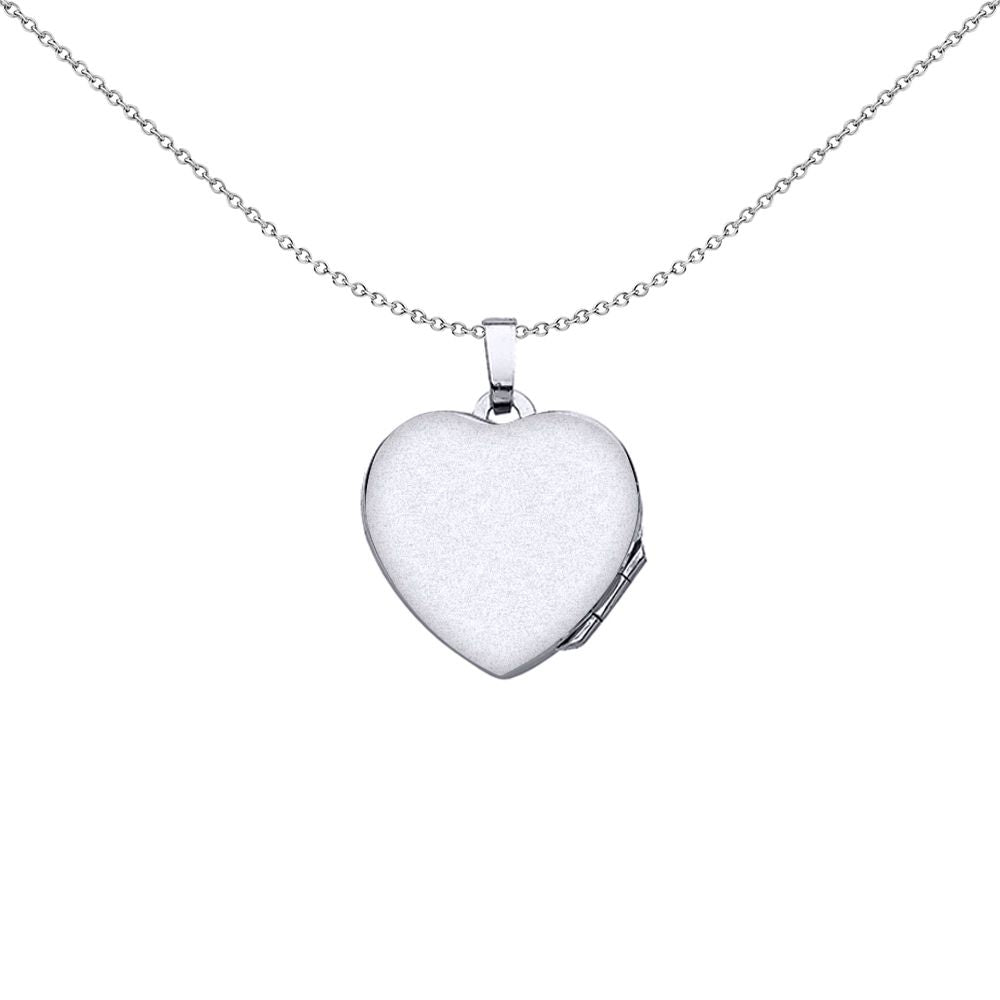 Silver  Heart Leaves Locket Necklace 18 inch - LK28