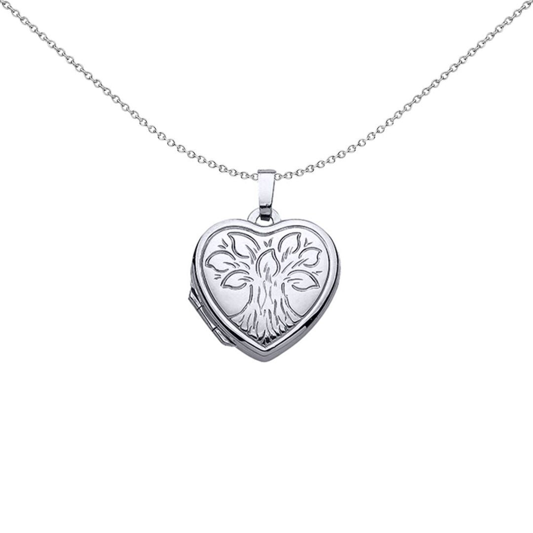 Sterling Silver  Tree Bouquet Heart Leaves Photo Locket Necklace - LK28