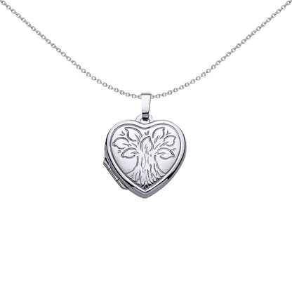 Sterling Silver  Tree Bouquet Heart Leaves Photo Locket Necklace - LK28