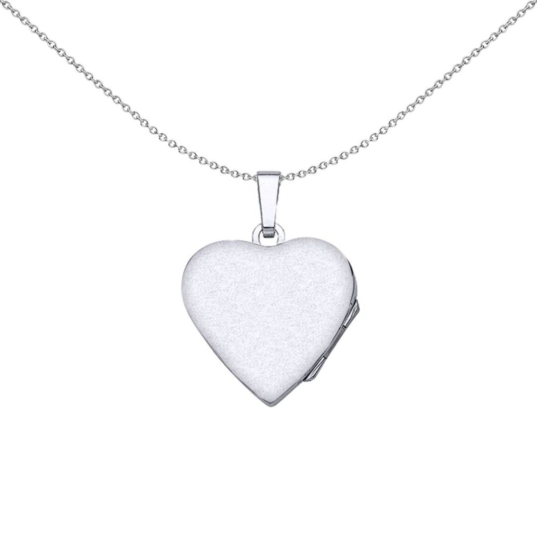 Silver  Heart Floral Detail Locket Necklace - LK29