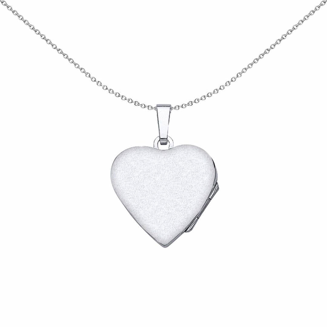 Silver  Heart Floral Detail Locket Necklace 18 inch - LK29