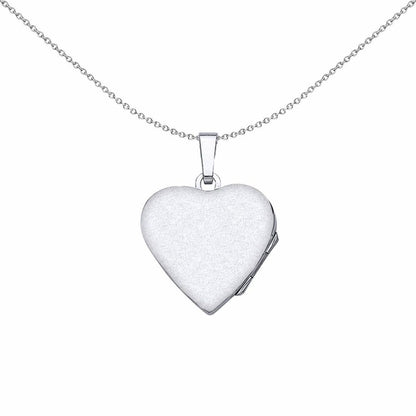 Silver  Heart Floral Detail Locket Necklace 18 inch - LK29