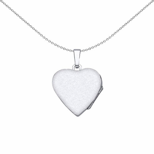 Silver  Heart Floral Detail Locket Necklace 18 inch - LK29