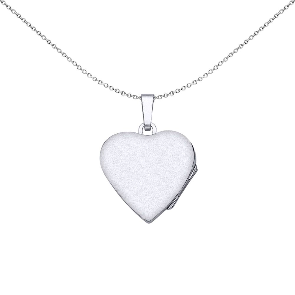 Silver  Heart Floral Detail Locket Necklace 18 inch - LK29