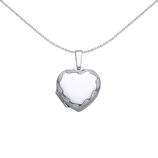 Silver  Heart Wave Frame Locket Necklace 18 inch - LK30