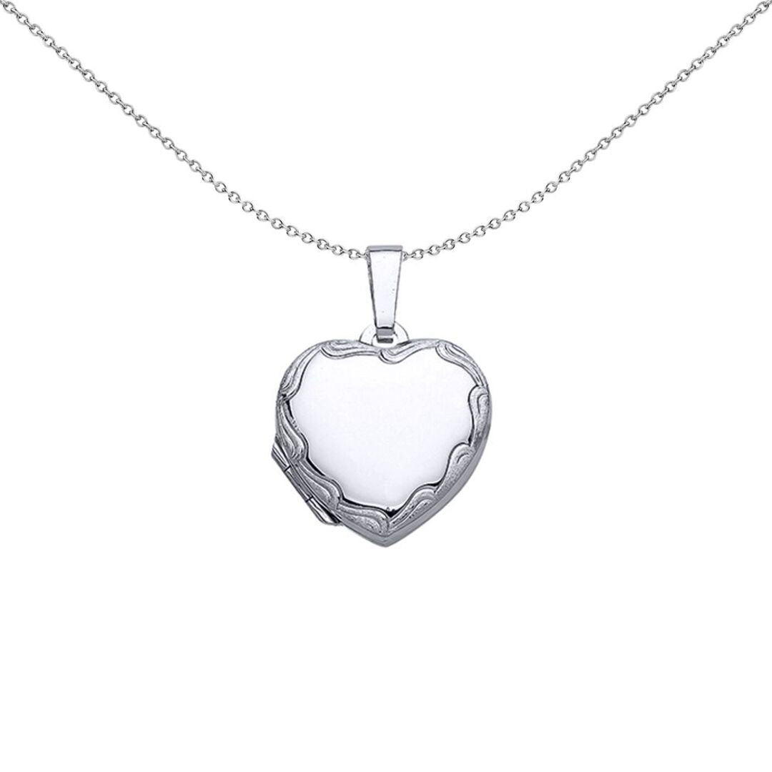 Silver  Heart Wave Frame Locket Necklace - LK30