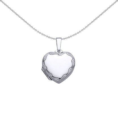 Silver  Heart Wave Frame Locket Necklace - LK30