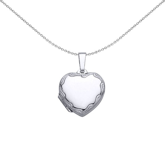 Silver  Heart Wave Frame Locket Necklace - LK30