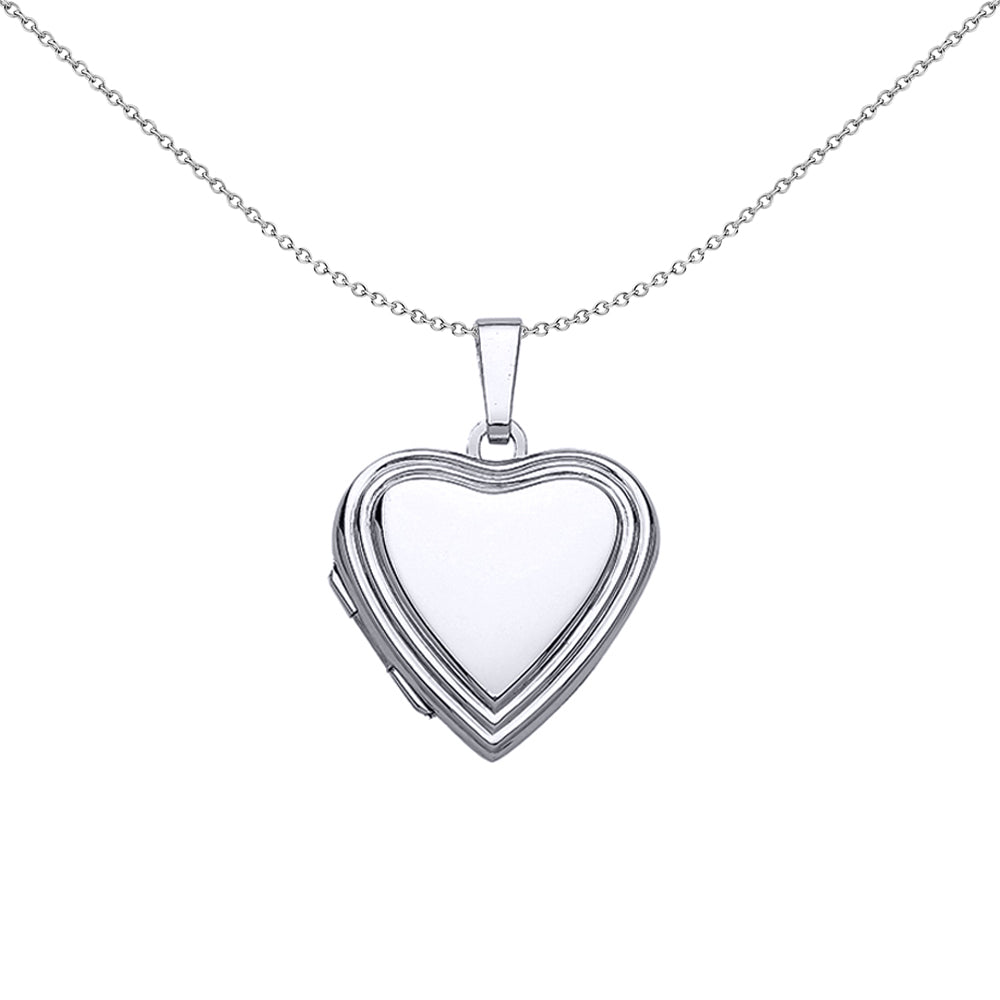 Silver  Open Heart Frame Locket Necklace 18 inch - LK31