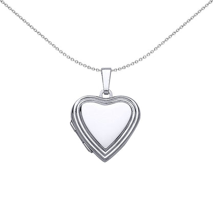 Silver  Open Heart Frame Locket Necklace 18 inch - LK31
