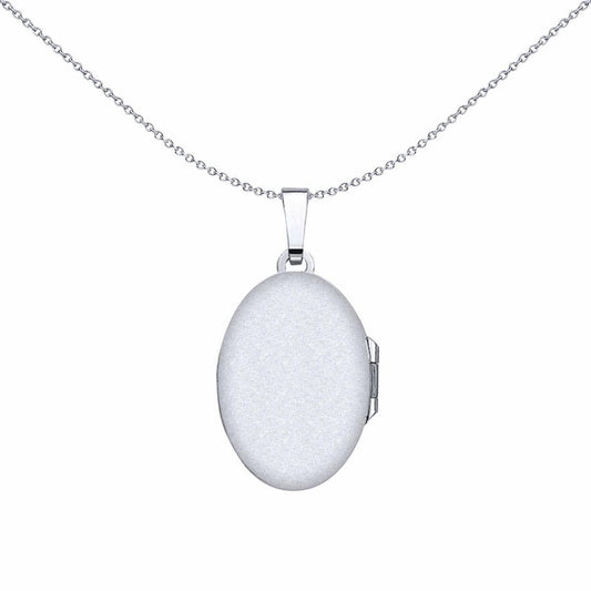 Silver  Oval Leaves Locket Necklace 18 inch - LK38