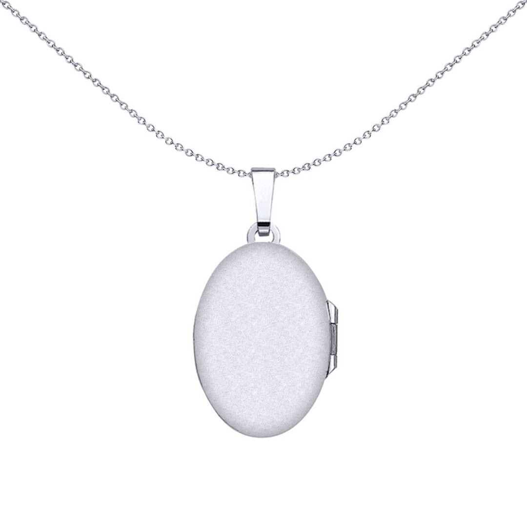 Silver  Oval Leaves Locket Necklace - LK38