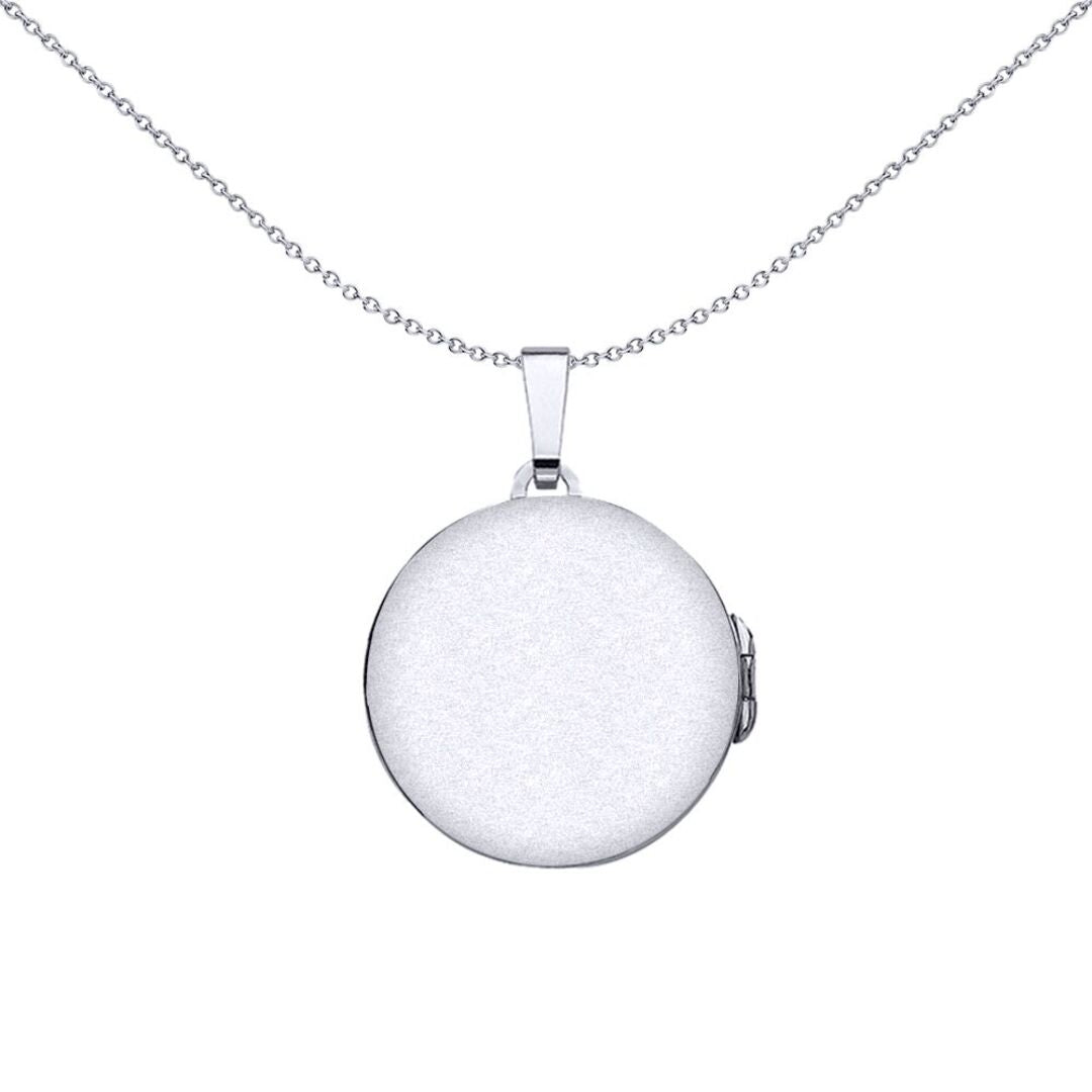 Silver  Round Olive Branch Locket Necklace - LK39