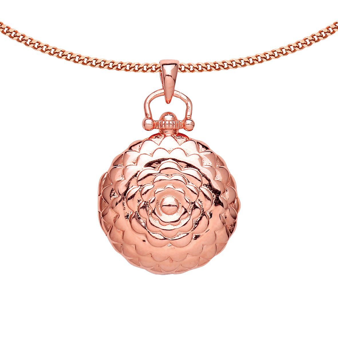 Rose Silver  Floral Photo Locket scalloped blossom Pendant - LK47