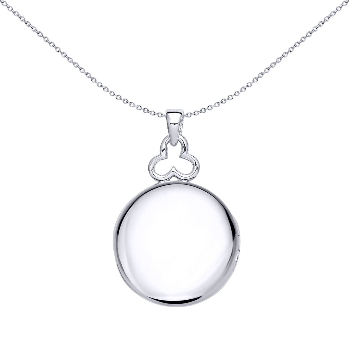 Silver  CZ Window Style Round Locket Necklace 18 inch - LK49