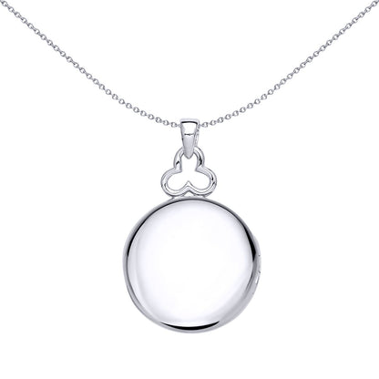 Silver  CZ Window Style Round Locket Necklace 18 inch - LK49