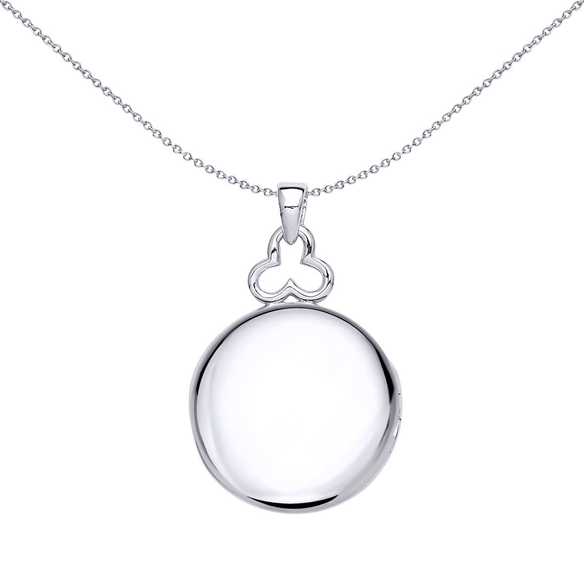Silver  CZ Window Style Round Locket Necklace - LK49