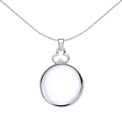 Silver  CZ Window Style Round Locket Necklace - LK49