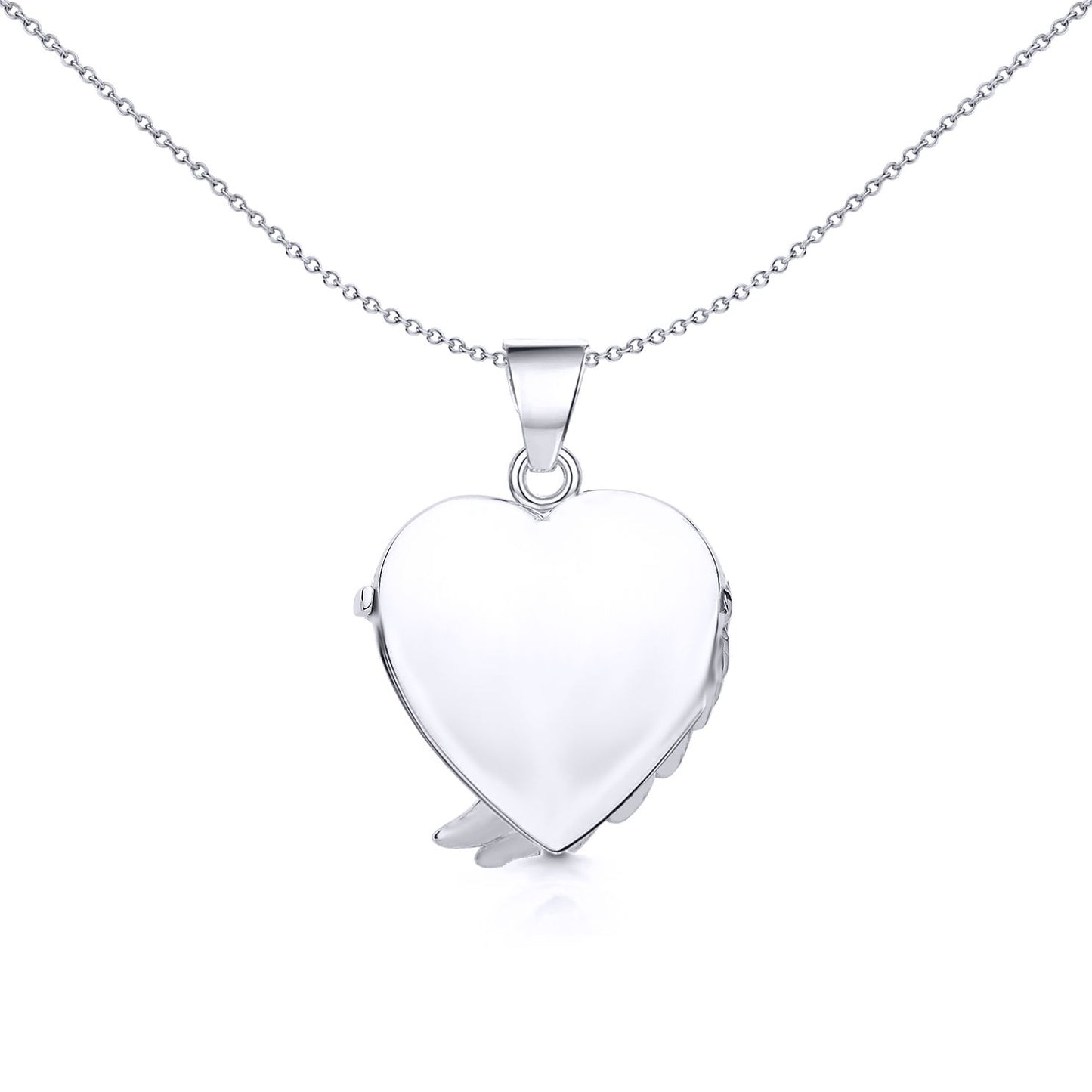 Silver  Angel Wing Love Heart Locket Necklace 18 inch - LK50