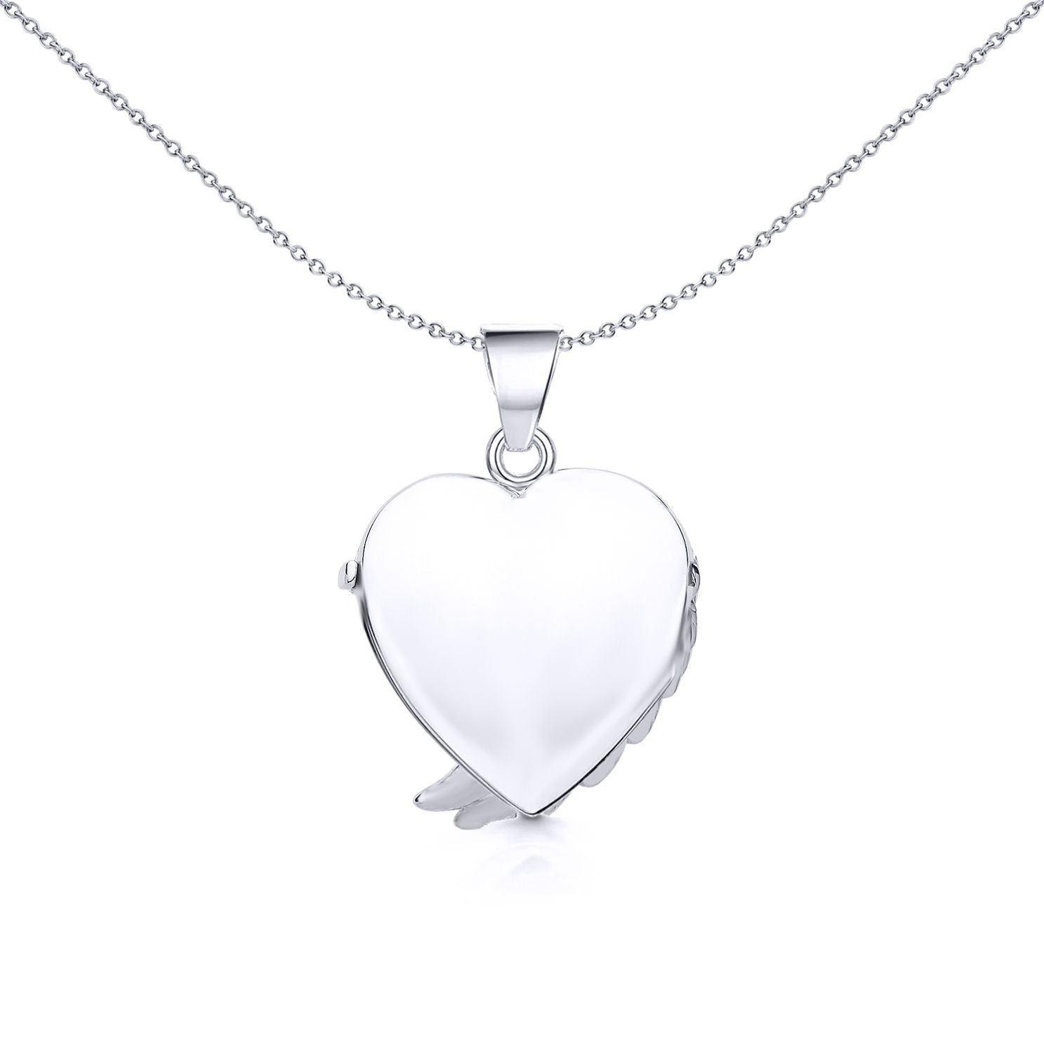 Silver  Angel Wing Love Heart Locket Necklace 18 inch - LK50