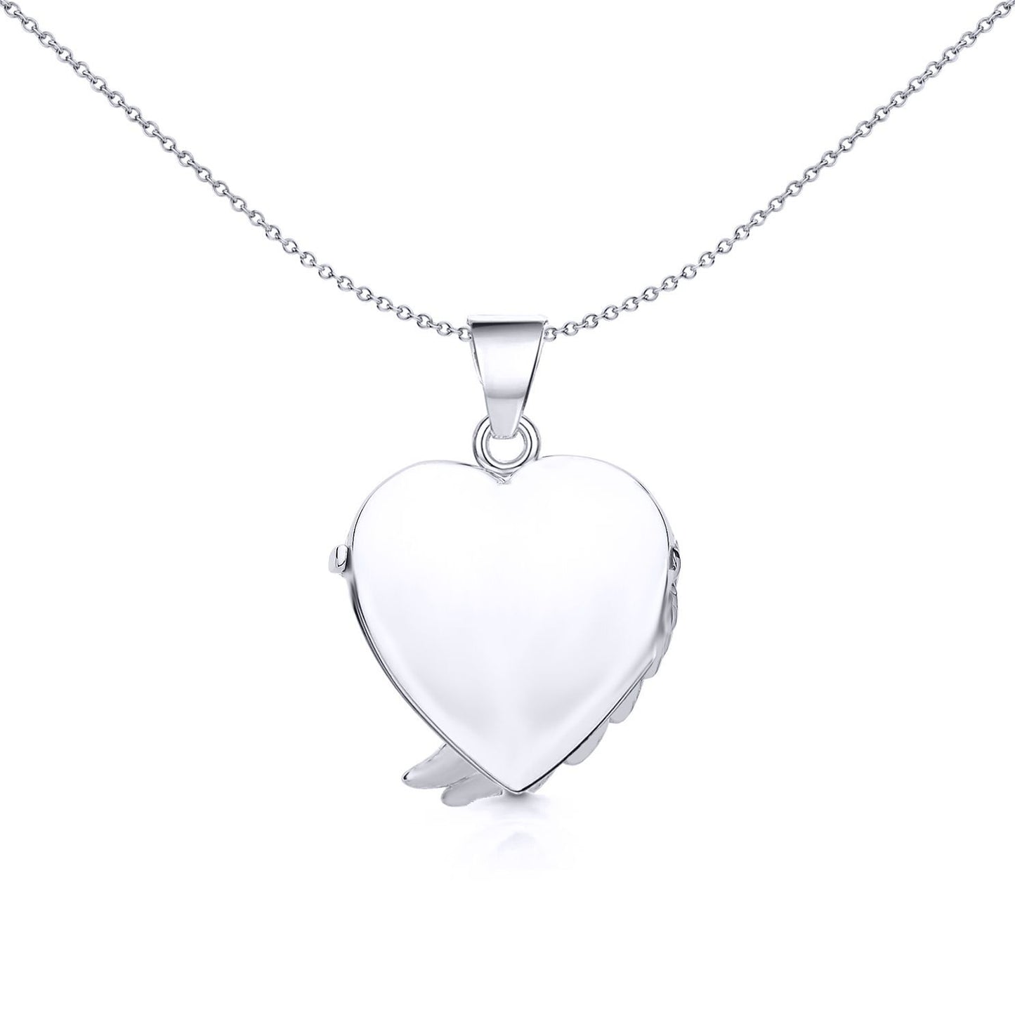 Silver  Angel Wing Love Heart Locket Necklace - LK50