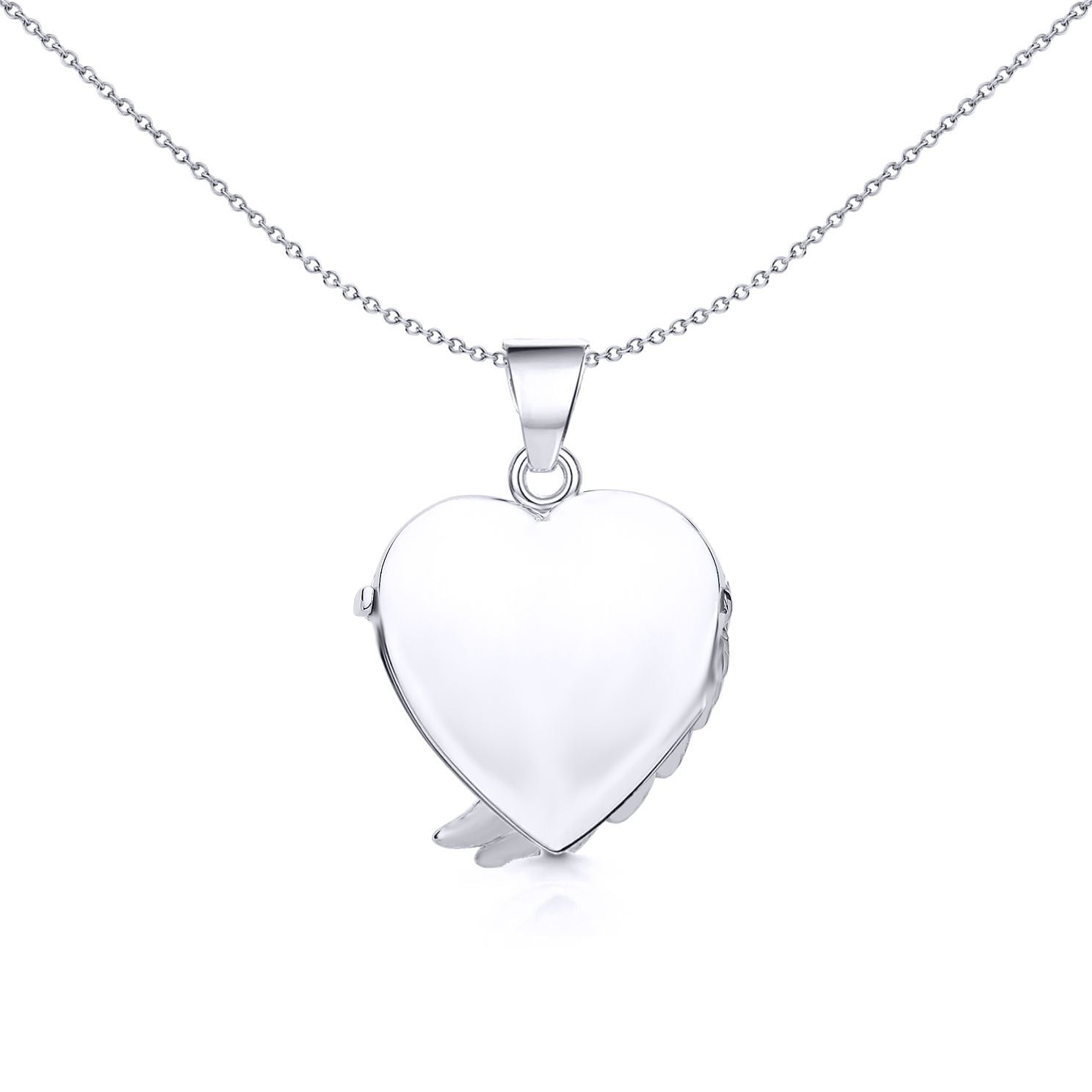 Silver  Angel Wing Love Heart Locket Necklace - LK50