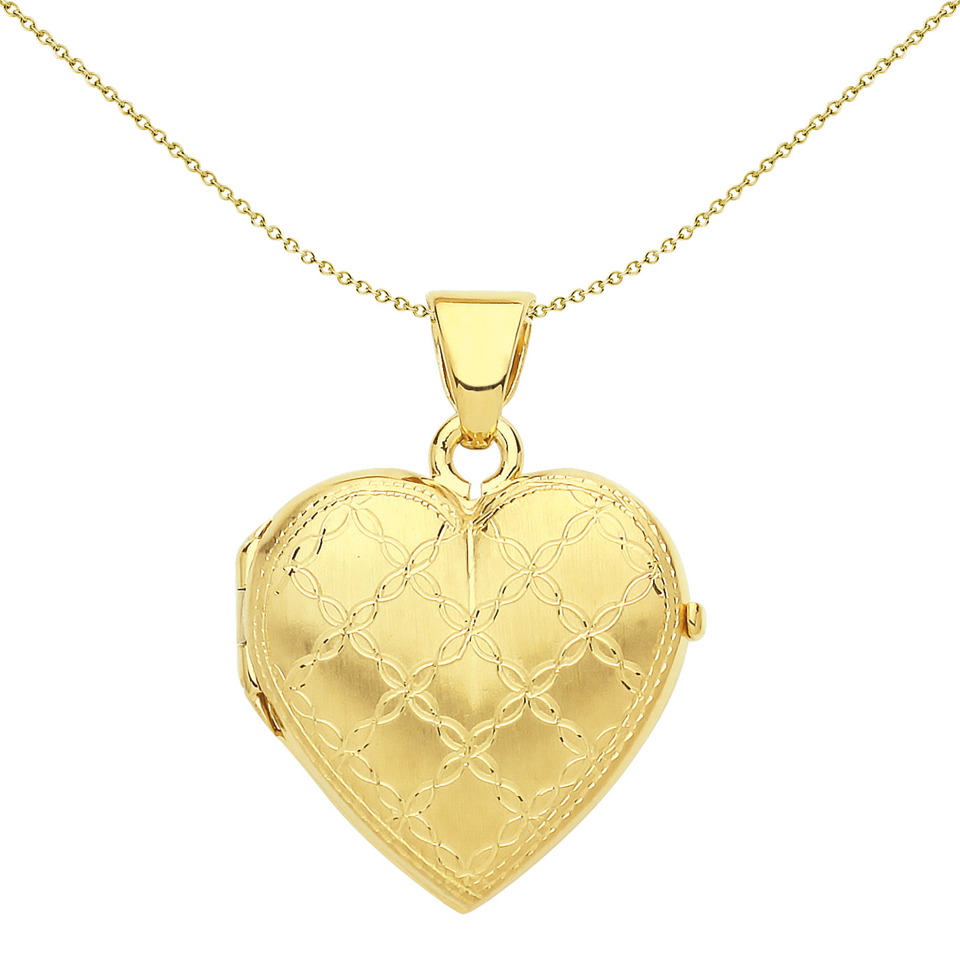 Gilded Silver  Clover Pattern Love Heart Locket Necklace 18 inch - LK55