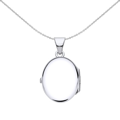 925 Silver  Flower Engraved Oval Locket Pendant Necklace 18 inch - LK56